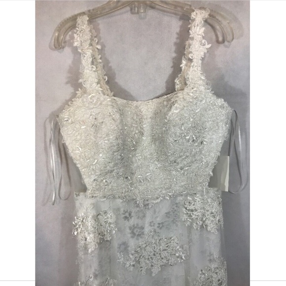 NEW! $748 Heartloom Andie Illusion‎ Side Lace Mermaid Gown Eggshell [ Small ] - Picture 5 of 11